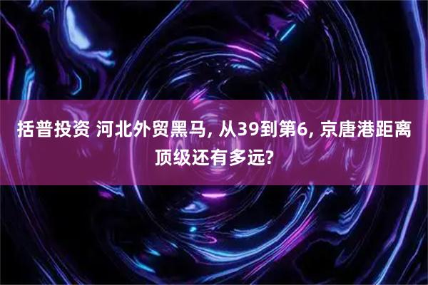 括普投资 河北外贸黑马, 从39到第6, 京唐港距离顶级还有多远?